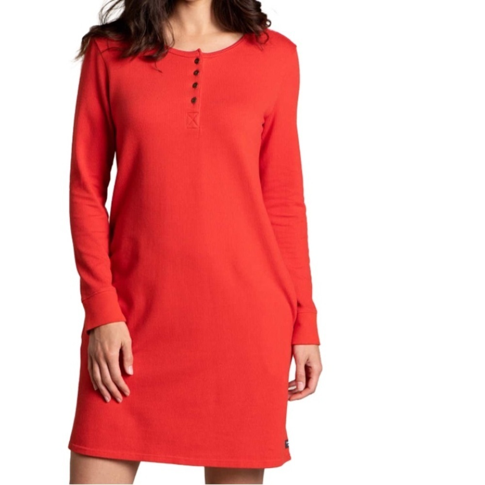 Toad&Co. Ponderosa Long Sleeve Thermal Dress. Blood Orange. Size XSmall. NWT